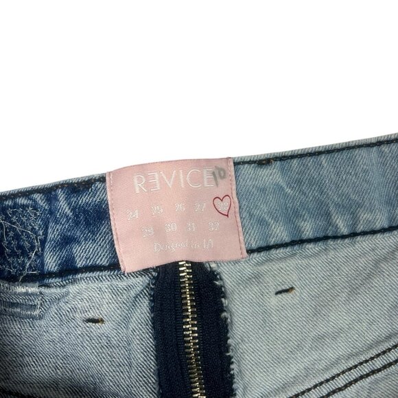 REVICE Ying Yang High Waisted Crop Jeans Size 28 Waist Tonal Two Tone Tokyo Wash - Picture 10 of 15